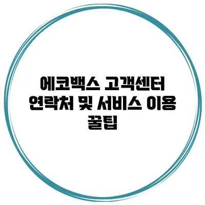 에코백스 고객센터 연락처 및 서비스 이용 꿀팁