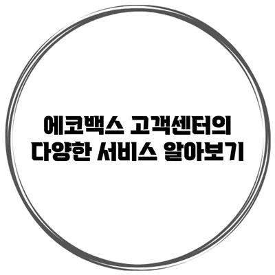 에코백스 고객센터의 다양한 서비스 알아보기
